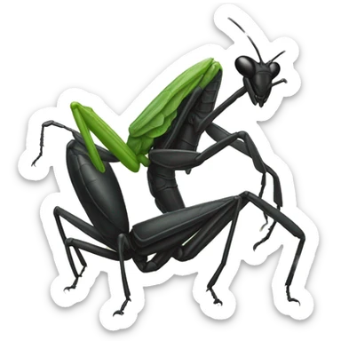 Black widow fighting praying mantis sticker