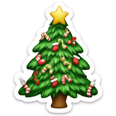 Christmas tree with stockings on it sticker