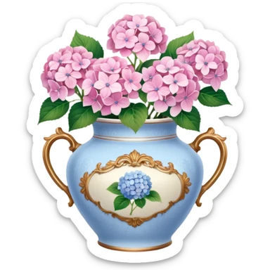 Pink Pastel Aesthetic Hydrangeas In A Vintage Vase sticker