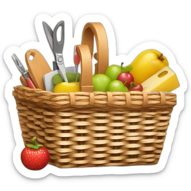 picnic basket with design tools inside sticker