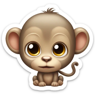 cute baby monkey with a bow on the ear  sticker