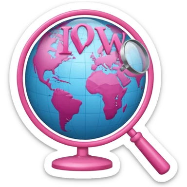 mix light pink dark pink and white girly globe with WWW in big letters under it and a small magnifying glass
It looks like an internet bar icon. sticker