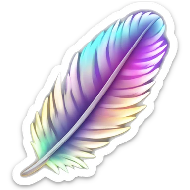 holographic feather with glowing tips and a soft gradient sticker