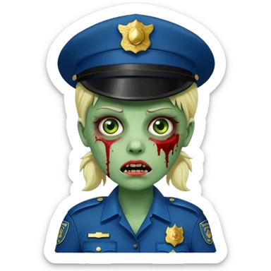 green zombie female police sticker