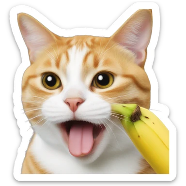 cat sucking banana sticker