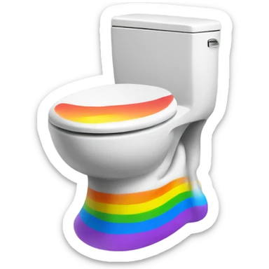 toilet with rainbow poop sticker
