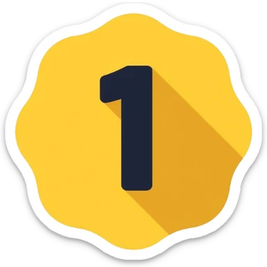 Number 1 on a yellow volumetric background sticker