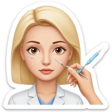 Woman taking a botox injection in the face sticker