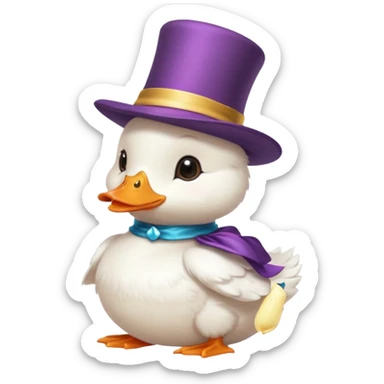white baby duck with magician hat
 sticker