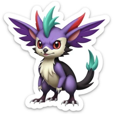 Cute Cool Badass Noibat-Noivern-Mightyena-Silvally-Fakémon-hybrid-creature (full body)  sticker