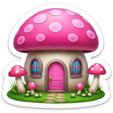 pink mushroom house sticker