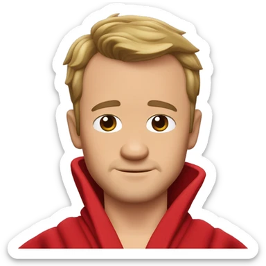 Barney Stinson, with a short face and dark blond hair that sticks out at the front, wears a red-and-black bathrobe. sticker