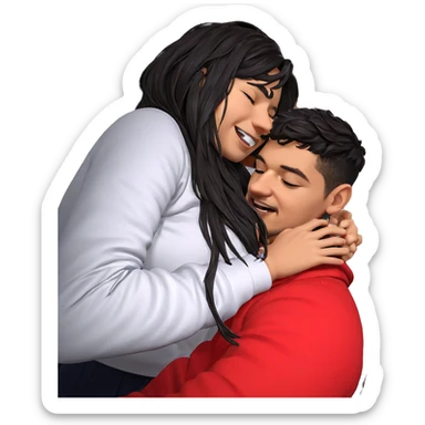 nighttime embrace with smiles sticker