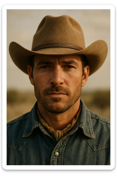 face with cowboy hat sticker