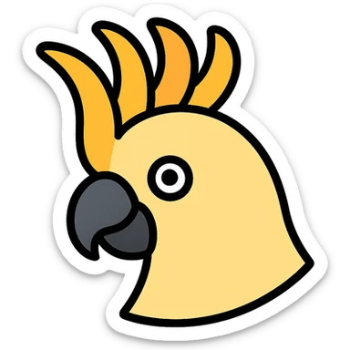 cockatoo head close-up, color icon style, expressive crest sticker