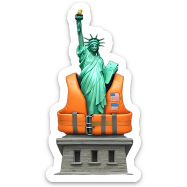 Life jacket on statue of liberty sticker