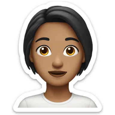 Brunette girl with black shoulder hair sticker