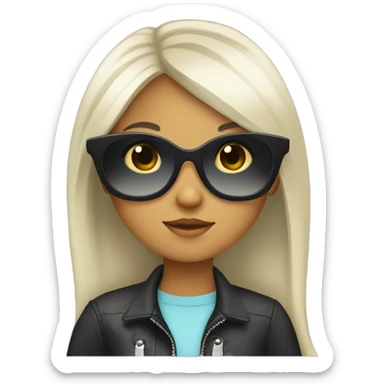 Girl with black long hair & sunglasses  sticker