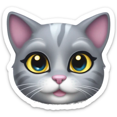 ethereal cute grey cat littlest pet shop lisa frank style sticker