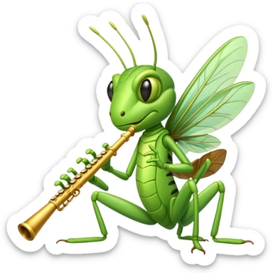 grasshopper playing flute sticker