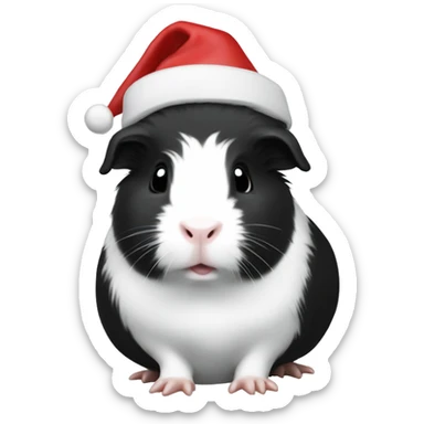 Black-white Guinea pig christmas sticker