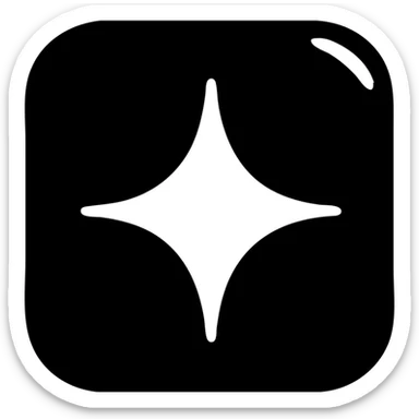 solid icon of a small shiny star on a glossy black high-end vehicle surface, minimal subtle reflections, focus on mirror shine, elegant and minimal sticker