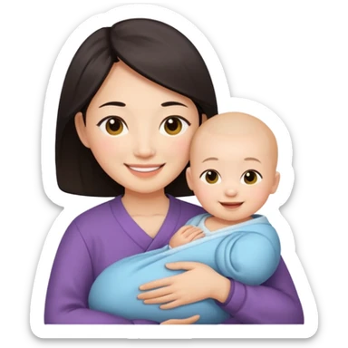 A Chinese mother with a newborn. sticker