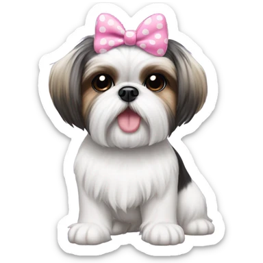 Shihtzu dog with Minnie Mouse ears sticker