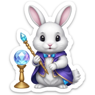 White bunny with wand and with crystal ball sticker