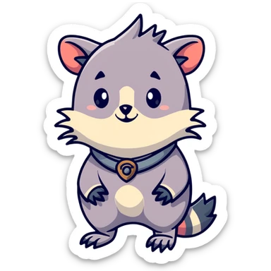 goth possum wearing a spiked collar, moody expression sticker