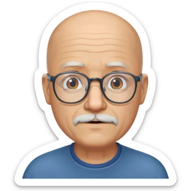 old bald man with short beard and glasses sticker