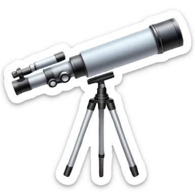 An icon featuring a telescope, stars, and a planet, symbolizing astronomy. The design includes a crescent moon, distant galaxies, and constellations, representing the study of space and celestial bodies. Transparent background highlights the exploration of the universe and cosmic phenomena. sticker