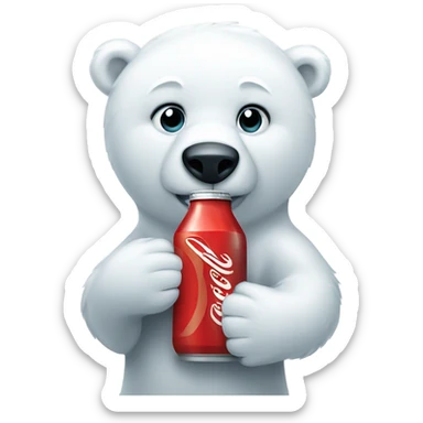 A polar bear holding a bottle of Coke  sticker