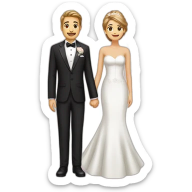 Husband and wife wedding dress suit sticker
