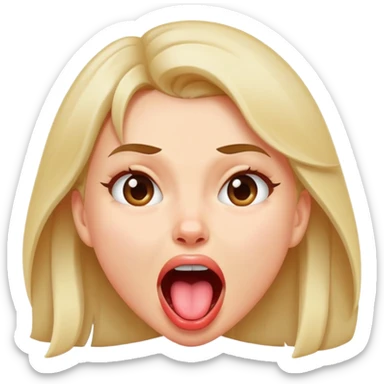 Girl with mouth open and tongue out shaking her head sticker