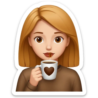 Girl drinking coffee sticker