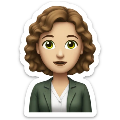 white female psychologist with brown hair and green eyes sticker