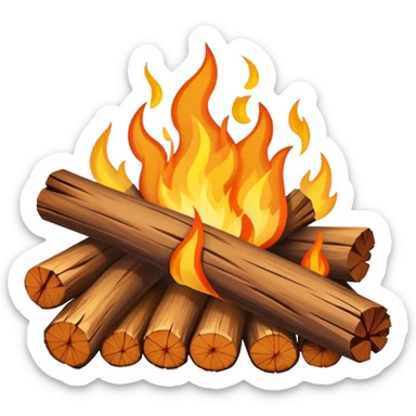 campfire with logs and flames sticker