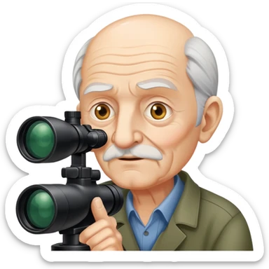 Old Man with spotter scope lowered sticker