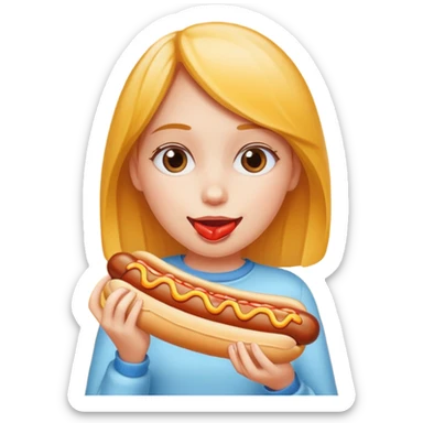 Girl eating a hotdog sticker