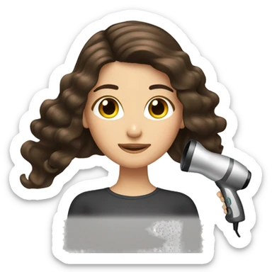 Brunette girl blow drying hair sticker