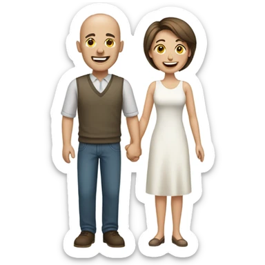 Happy-secret-couple-bald-guy-very-shorthaired-brunette-girl sticker