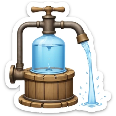 Ghibli style water pump with water pouring out of it sticker