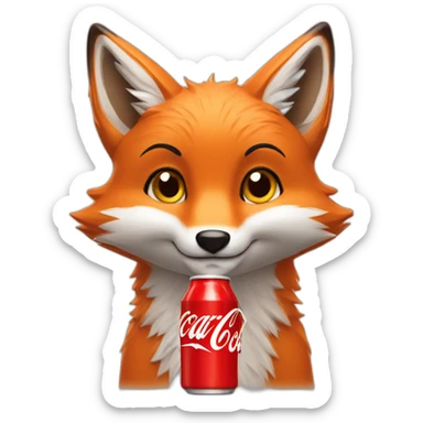fox with a bottle of coca-cola sticker