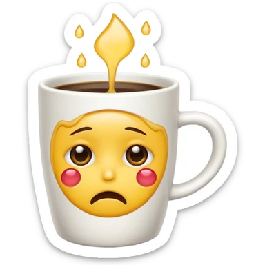 Crea un emoji che piange con sotto  le lacrime delle tazzine  sticker