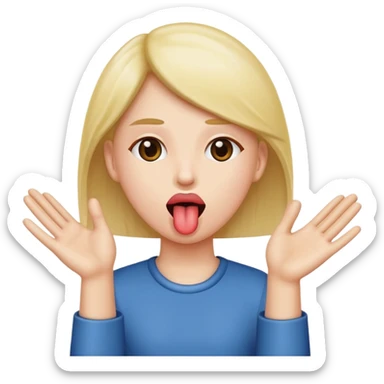 Tongue out with hands to the side sticker