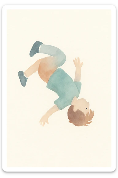 a child doing a backflip, watercolor art style sticker