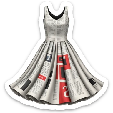 newspaper-print dress sticker
