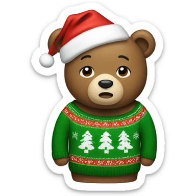 bear wearing christmas jumper sticker