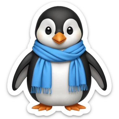penguin with blue scarf  sticker